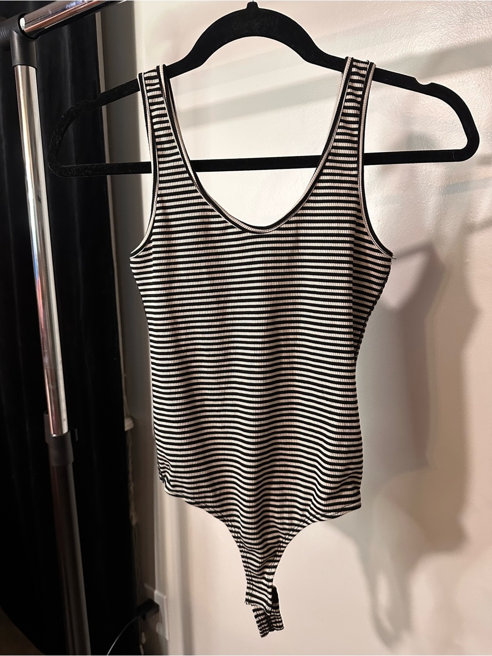 Lulu's Black & White Striped Tank Bodysuit